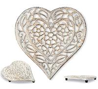 Dessous de Plat en Fonte en Forme de cœur - Dessous de Plat décoratif en Fonte pour Table de Cuisine ou de Salle à Manger - Style Vintage - Motif Rouille - 17 x 16 cm - avec Pieds en Caoutchouc -