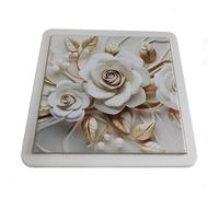 Dessous de plat en forme de roses et d'arbres en céramique pour mariage, baptême, communion, remise de diplôme, confirmation, anniversaire de mariage, cadeaux utiles originaux econom (roses blanc/or