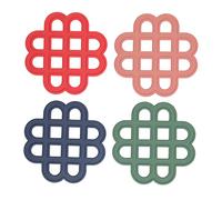 Dessous de Plat en Silicone, 4 pièces, Tapis de Pot Creux antidérapant, Dessous de Plat noué en Chine pour Table de Cuisine