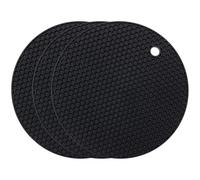 Dessous de Plat en Silicone Lot de 3 Ronds Ø 18 cm, Anti-dérapant | Silicone Alimentaire, Design Nid d'Abeille, Flexible et Pliable, Trou d'Angle pour Rangement, pour Cuisinière, Micro-Ondes