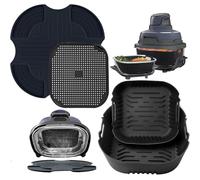 Dessous de plat en silicone pour friteuse Ninja Crispi, 2 doublures pour friteuse Ninja Airfryer, tapis réutilisable, résistant à la chaleur et tapis anti-éclaboussures d'huile pour Ninja Crispi