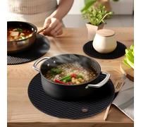 Dessous de plat en silicone résistant à la chaleur, multi-usages antidérapants pour maniques de cuisine, plats chauds, ouvre-bocaux, porte-cuillère, silicone de qualité alimentaire (noir, rond, 17,8 x