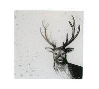 Dessous de Plat en Verre Trempé Carré - Planche à Découper & Plateau de Service | Design Come Cerf Noir et Blanc, Style Nature & Chalet