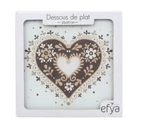 Dessous de plat multifonction en verre trempé Cœur Folk Shabby Chic 20x20 cm