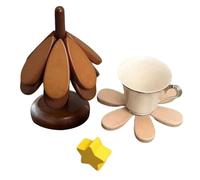 Dessous de plat pour plats chauds - Ensemble de dessous de plat en bois pliable pour cuisine, dîner, boisson, comptoir, poêle, fruits d'automne