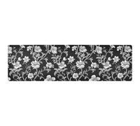 Dessous de plat rétro à motif floral noir pour plats chauds, tapis de protection thermique et tapis de cuisine imperméable pour ferme, 100 x 30 cm, décorations