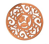 Dessous de plat rond en fer résistant à la chaleur avec motif sculpté rétro, tapis antidérapant pour casseroles chaudes et théières, protecteur de comptoir de cuisine noir et doré, 11,5 x 11,5 x 1 cm