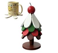 Dessous-de-Plat Sapin pour Plats Chauds Décoration De Noël Pliable en Bois | Set Sous-Verre Décoratif Pour Camping Pique-nique BBQ Cuisine Restaurant Tasses Bols Assiettes Marmites à du pommier
