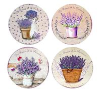 Dessous de Plat Set de 4 Rond en céramique de 20cm Décoration Lavande Provence