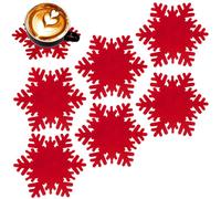 Dessous de tasse rouge en feutre 13,5 cm 6 pcs.
