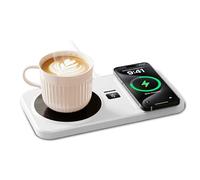 Dessous de verre 2 en 1 à température constante, réglage de la température à 3 vitesses, dessous de verre isolant intelligent pour téléphones mobiles/montres/écouteurs (blanc)