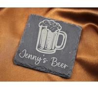 Dessous de verre à bière carré personnalisable en ardoise gravé