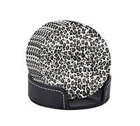 Dessous de verre avec support Léopard Convient pour les types de tasses Ensemble de 6 tasses rondes en cuir PU en microfibre Tasses Tapis Pad pour la maison Cuisine Bar Cabaret Pup Club Restaurant Hôt