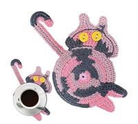 Dessous De Verre Avec Trou De Cul De Chat, Sous-Verres De Cul De Chat Crochetés,dessous De Verre Créatifs Pour Chats Mignons - Tapis De Table, Dessous De Verre À Café Et À Thé Pour Les Amoureux Des Ch