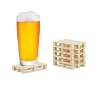 Lot de 24 Dessous de Verre en Forme de palettes, Mini palettes pour Tasses et Verres, Bois, Dessous de Verre, 2 x 12 x 8 cm, Naturel
