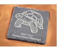 Dessous de verre carré personnalisable en ardoise gravée Tortue