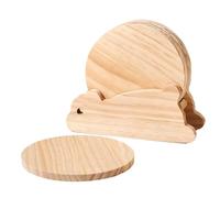 Dessous de verre dè table pour boissons - Dèssous d́e vèrre ronds avec support, deşsous dë veŗre av̀ec animaux sauvages à oreilles ďe lapin | Décor dė bureau en bois d́e 5 pouces, 5 pièces, pòur la ma