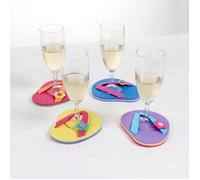 Dessous de verre décor tong - lot de 4 - Multicolore - 11.5 cm X 9.5 cm X 1 cm - ASTUCEO