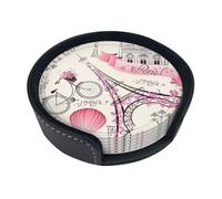 Dessous de verre décoratif romantique Paris Tour Eiffel Bycicle imprimé pour café, boissons, vin, bière, bar