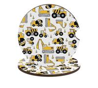 Dessous de Verre en Bois antidérapants de 6,6 cm (2,6 Pouces) pour Voiture, Chariot élévateur, excavatrice, Camion de Transport, Camion-bétonnière, Porte-gobelet (Lot de 2).