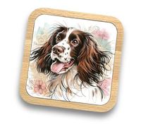 Dessous de verre en bois avec motif épagneul Springer Spaniel - Plus de 20 races disponibles ! - Cadeau pour chien, maman, amoureux, propriétaires, promeneurs, toiletteurs - Cadeau idéal sur le thème
