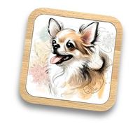 Dessous de verre en bois Chihuahua - Plus de 20 races disponibles - Cadeau idéal pour les chiens, papas, mamans, propriétaires, promeneurs, toiletteurs, amoureux, femmes, hommes
