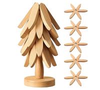 Dessous de verre en bois pour plats chauds Ø 20 cm, dessous de verre en forme d'arbre, 3/5 dessous de verre en bois + 1 support comme un sapin de Noël, dessous de verre en bois de pin pour casseroles