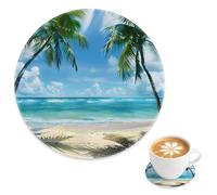 Dessous de verre en céramique facile à nettoyer, dessous de verre de plage tropicale pour tables de jardin, tapis de tasse de jardin, décoration de table basse, cadeau pour tante et collègues de