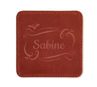 Dessous de Verre en Cuir Personnalisé - Dessous de Verre Carré en Cuir Véritable de Buffle Marron avec Gravure au Laser, Élégants et Pratiques, Personnalisables avec Nom et Texte (2)