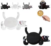 Dessous de verre en forme de chat avec impression 3D, dessous de verre créatif amusant en forme de chat, support de tasse imprimé 3D pour café et thé, décoration d'intérieur (noir + blanc)