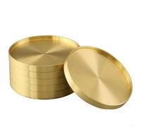 Dessous de verre en laiton pour tasse à thé, verre à vin et tasse - Coussinets ronds résistants à la chaleur, accessoires de table dorés pour la maison, le bureau