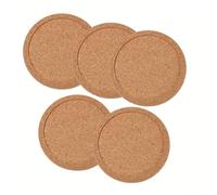 Dessous de verre en liège naturel absorbant l'humidité, tapis rond en bois pour la maison et le bureau, disponible en lots de 5/10/20 (5 pièces)