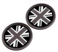 Dessous de verre en silicone souple style drapeau du Royaume-Uni Compatible avec Mini Cooper R55 R56 R57 R58 R59 73 mm Noir