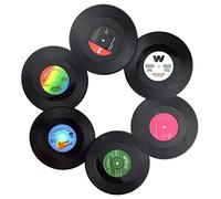 Dessous de Verre en Vinyle,6 Pcs Rétro CD Tapis de Table sous Verre Dessous de Plat de Vinile Decoratif,Decoration Chambre Mur Aesthetic Room Decor pour Boissons Café Thé Bière