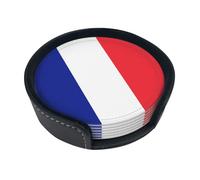 Dessous de Verre imprimé Drapeau français (Lot de 6) • Dessous de Verre Ronds pour café, bière, vin • Décoration pour la Maison, la Cuisine ou Le Bureau