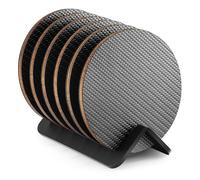 Dessous de Verre Modernes pour Boissons avec Support | 6 Dessous de Verre en Carbone de qualité supérieure au Design géométrique Chic | Protégez Les Meubles | Cadeau Unique dans Un Coffret Cadeau de