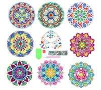 Dessous de Verre pour Peinture - Ensemble de 8 sous-Verres pour Peinture Bricolage | Kits d'art de de Dessous de Verre avec Support pour débutants, Fournitures d'artisanat d'ar