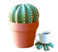 Dessous de Verre pour Tasse de Bureau | sous-Verre 3D Cactus Mignon, avec Aspect Pot de Fleurs, Pliable, sous-Main pour Appartement, Bar, Chambre, Bureau, Cuisine, Maison