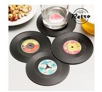 ootb Dessous de Verre en Vinyle, Disque, D: env. 11 cm, 4 Ass., Set de 4