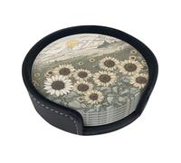 Dessous de verre rond imprimé tournesols camomille utilisé pour la maison, l'extérieur, le restaurant, la décoration de pendaison de crémaillère