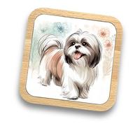 Dessous de verre Shih Tzu en bois - Plus de 20 races disponibles - Cadeau idéal pour les chiens, papas, mamans, propriétaires, promeneurs, toiletteurs, amoureux, femmes, hommes