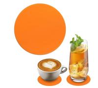 Dessous de Verre Silicone, Dessous de Verre Silicone Rond Anti-Dérapant Lavable sous-Bocks Décoratif pour Verre de Pinte de bière, Tasses à Café, Tasses à Thé et Bouteilles - Orange