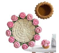 Dessous de verre tressés | Bouquet de fleurs au crochet, dessous de verre vintage doux et esthétique pour table maison bureau