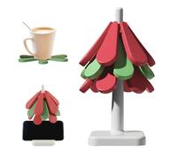 Dessous Verre, dellyy Dessous de Verre Silicone, Dessous de Plat, sous-Verres d'Arbres, sous-Verres Isolés, Set Table Noël Lavable, sous-Verres à Café, Tree Coasters, sous-Verres Isolés (Couleur-SQ)
