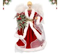 Dessus d'arbre d'ange, cime d'arbre d'ange de Noël - Arbre de Noël Ange Cime des Arbres - avec ailes en plumes blanches, pour arbre de noël, décoration de noël