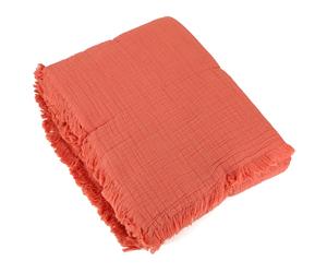 Dessus de lit 180x250 cm BREHAT 100% gaze de coton orange corail