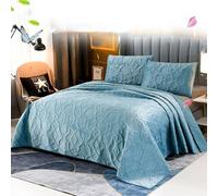 Dessus De Lit 2 Personnes 220 X 240,Couvre Lit Matelassé de Luxe en Velours,Réversible Parure de lit Couverture 3 PièCes avec 2 Taies d'oreiller Bleu 270x230cm