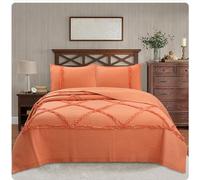 Dessus De Lit 2 Personnes 240x260,Couvre-lit matelassé en Dentelle tridimensionnelle,Couvre Lit Matelasse De Luxe Boutis Couverture avec 2 Taies d'oreiller Orange 240x260cm