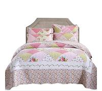 Dessus De Lit 2 Personnes Boutis Couvre Lit Matelassé De Luxe Coton Patchwork Couverture 3pcs Parures De Lit 2 Taies D'oreiller,230x250cm