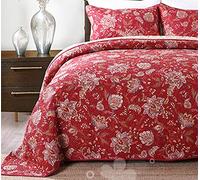 Dessus De Lit 2 Personnes Rouge Couvre Lit Matelassé Luxe Coton Boutis Taies D'oreillers Couettes Rose Hiver Couverture Country Décoratives Ensemble De 3 Pièces Sets Jetés De Lit,RedA-230X250cm